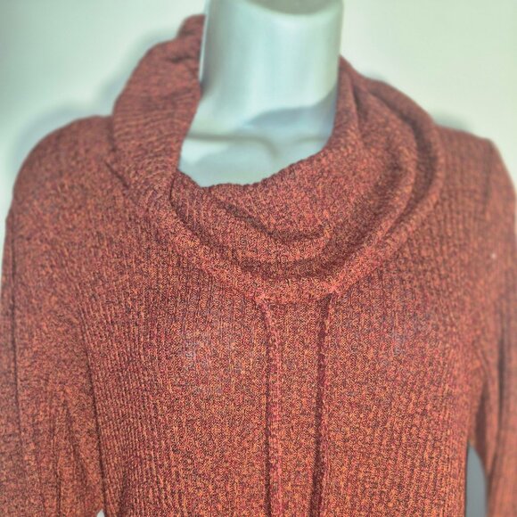 RAFAELLA Cowl Neck sweater top, burnt orange and pink blend, in size Large - Picture 6 of 16